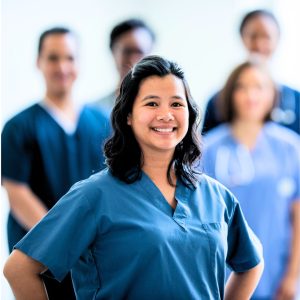 nurses wearing scrubs